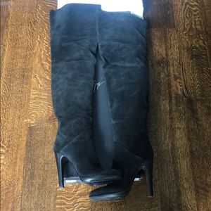 Giuseppe Zannoti black suede over the knee boots